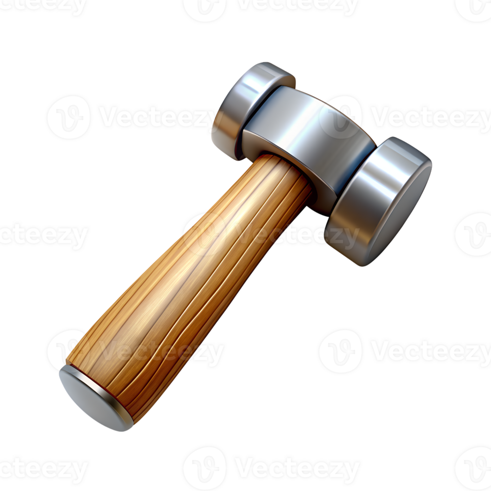 3d wood hammer design with high detail white background png