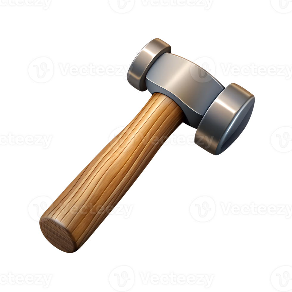3d wood hammer design with high detail white background png