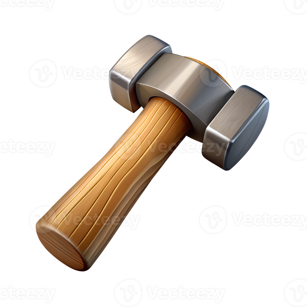 3d wood hammer design with high detail white background png