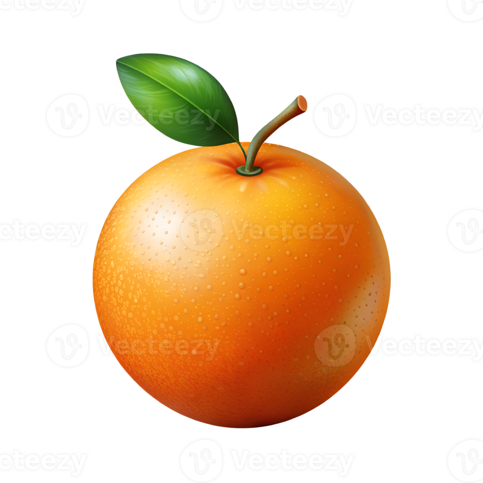 orange fruit with leaf on transparent background png