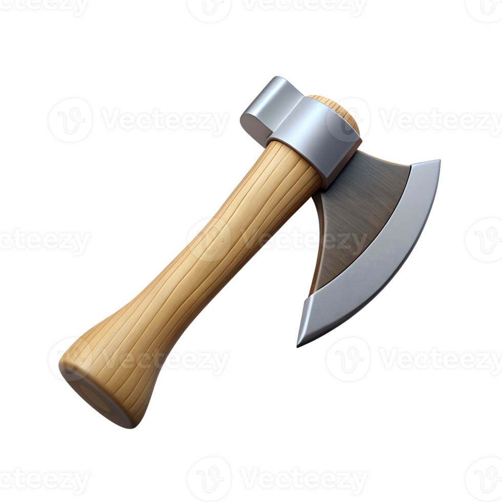 an axe with a wooden handle on a transparent background png