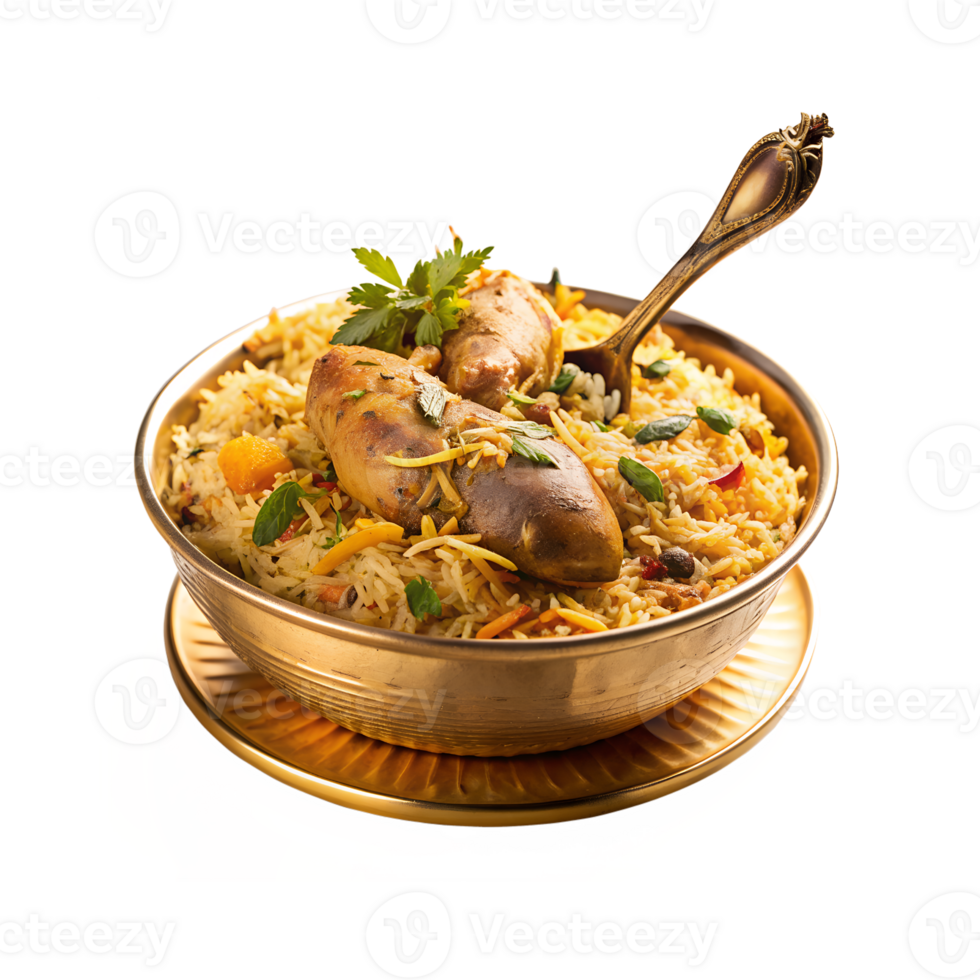 Chicken Biryani Golden Color Bowl png