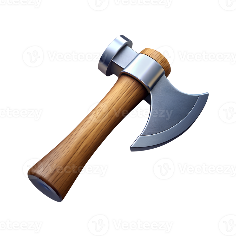 an axe with a wooden handle on a transparent background png
