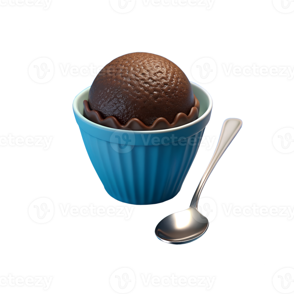 a cupcake with chocolate frosting and a brown cupcake in the middle. png