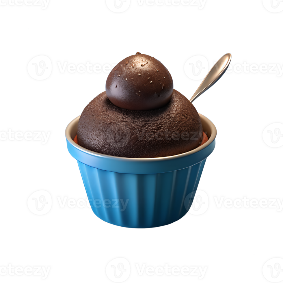 chocolate cupcake with spoon on transparent background png