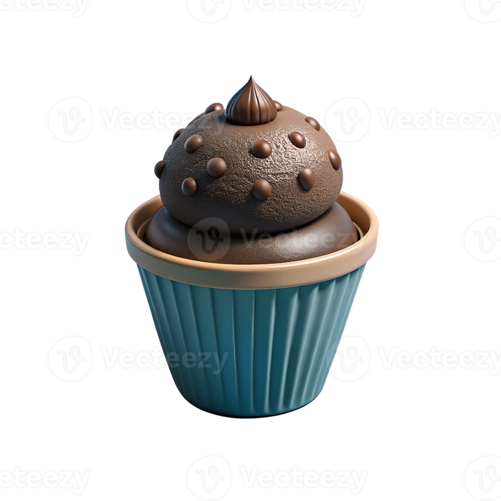 a cupcake with chocolate frosting on top png