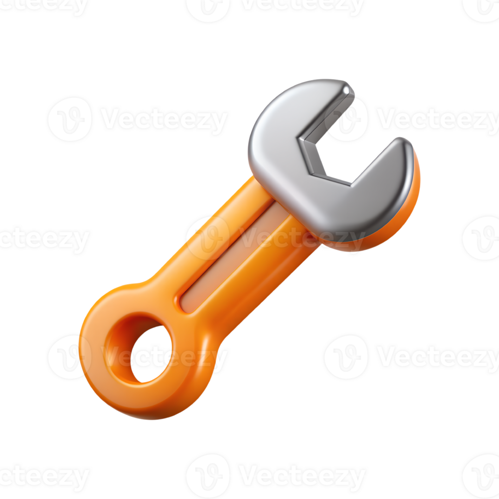 orange wrench icon on transparent background png