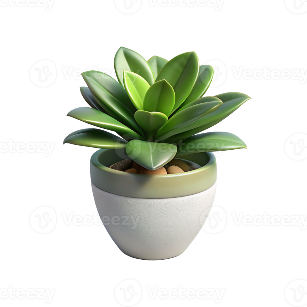 3d rendering of a succulent plant in a pot png