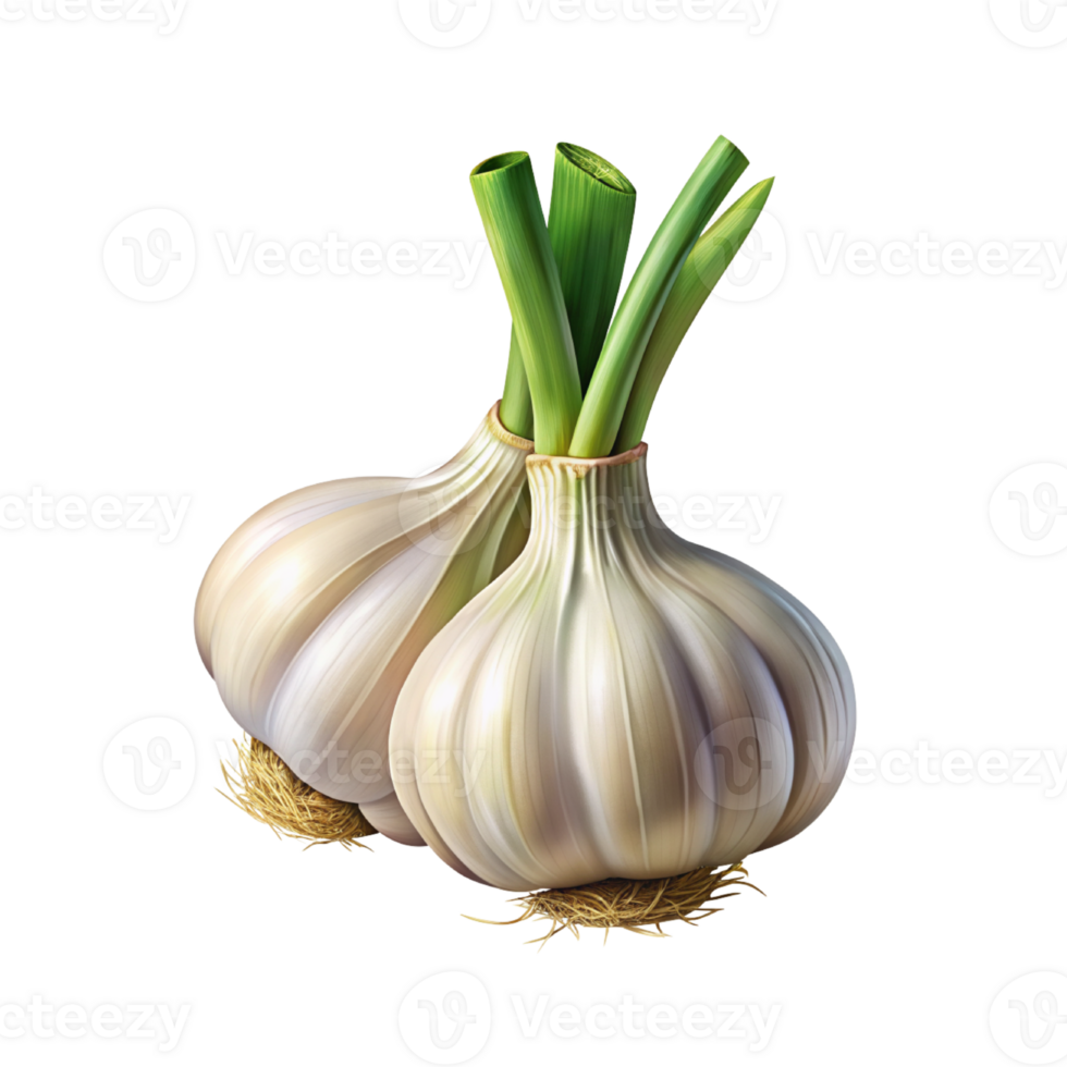 two garlic bulbs on a transparent background png