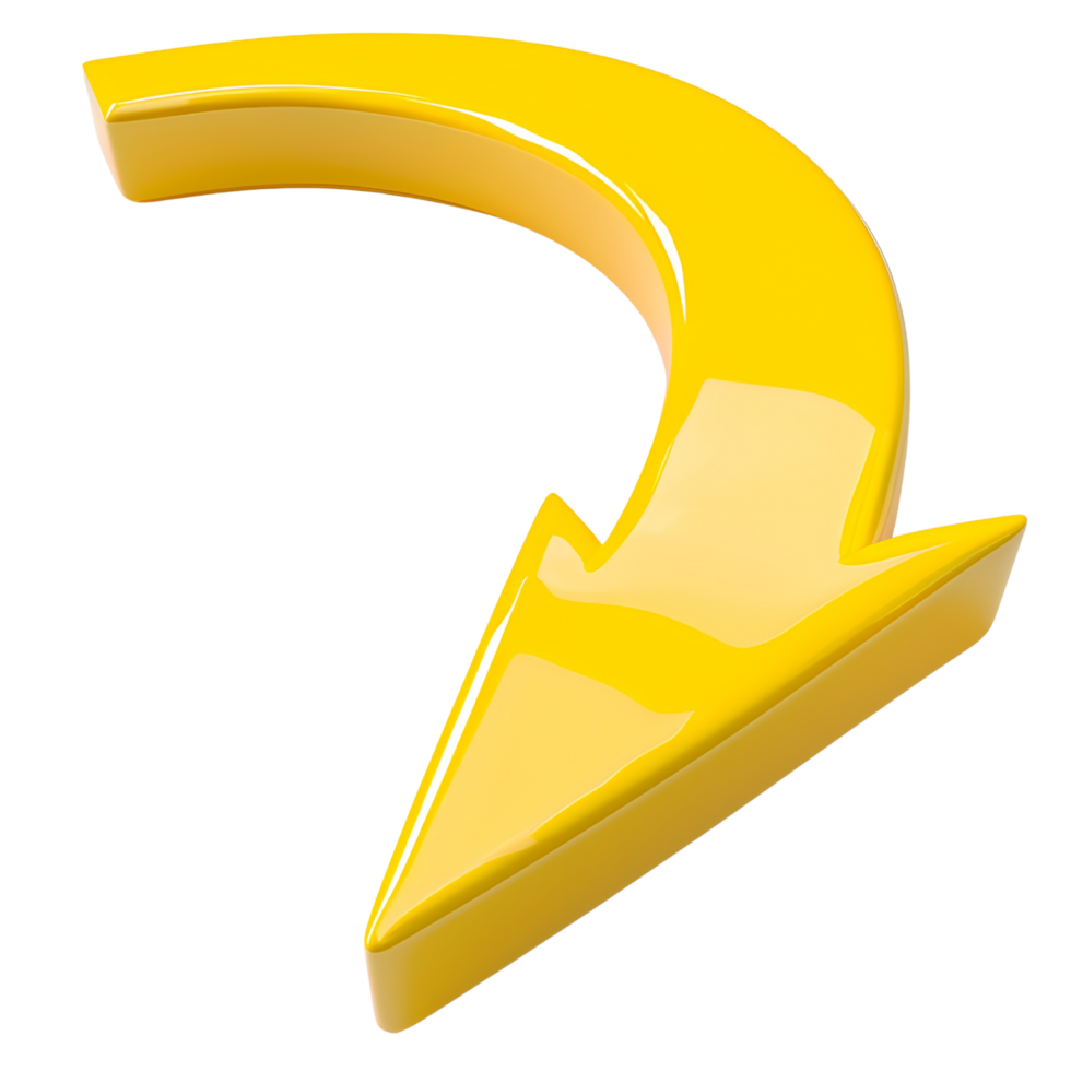 3D curved yellow arrow png