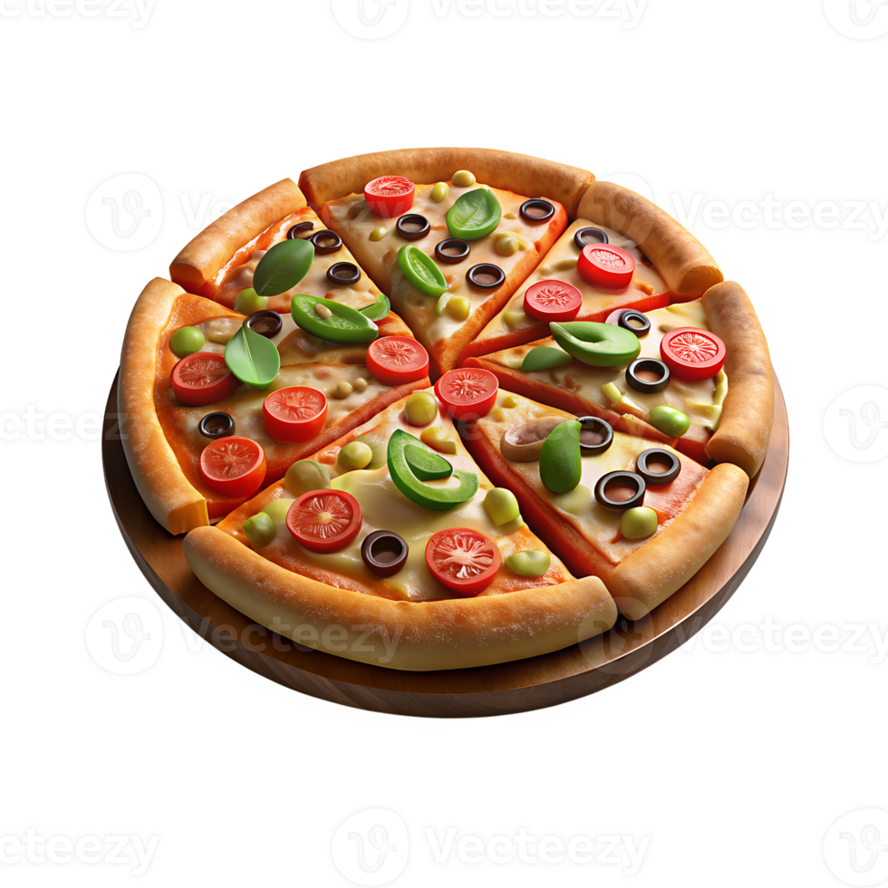 freshly baked pizza with a perfectly cut slice png