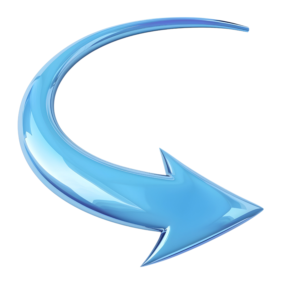 3D curved blue arrow png
