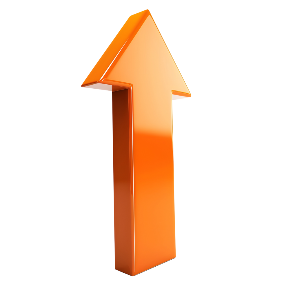 3D orange arrow growth up png