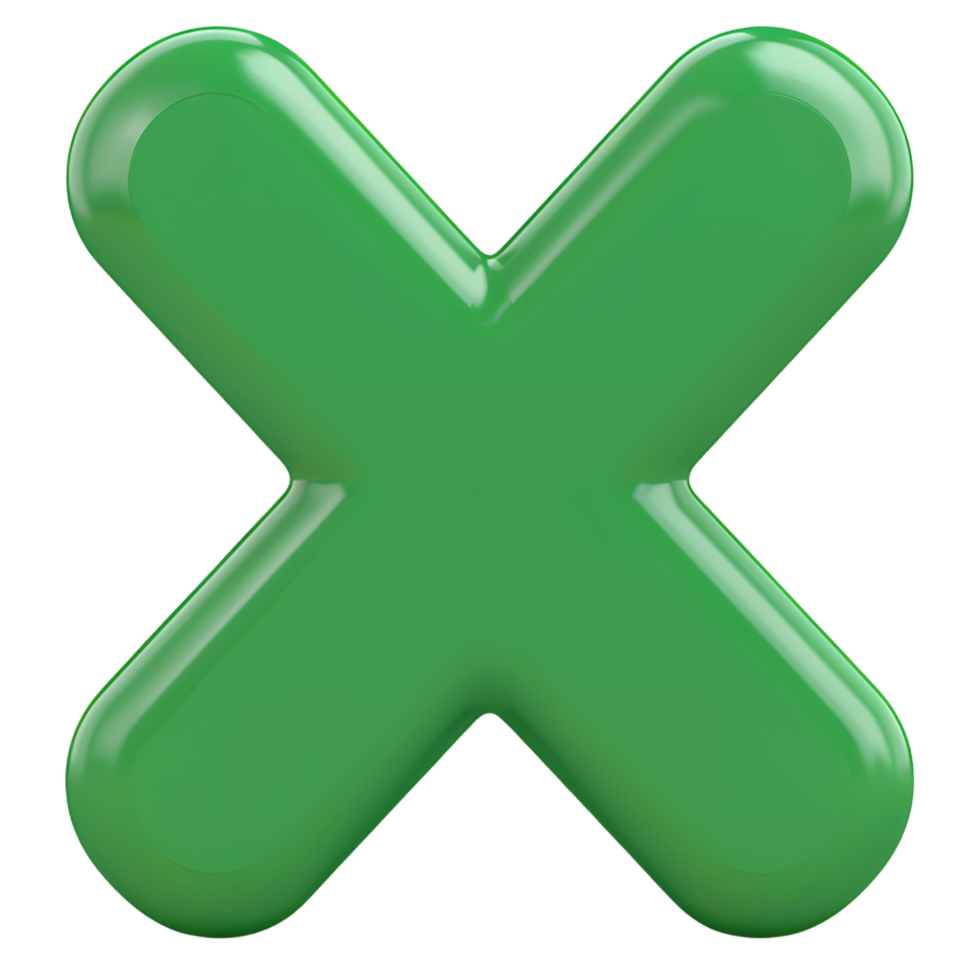 Green Cross mark icon. X mark. png