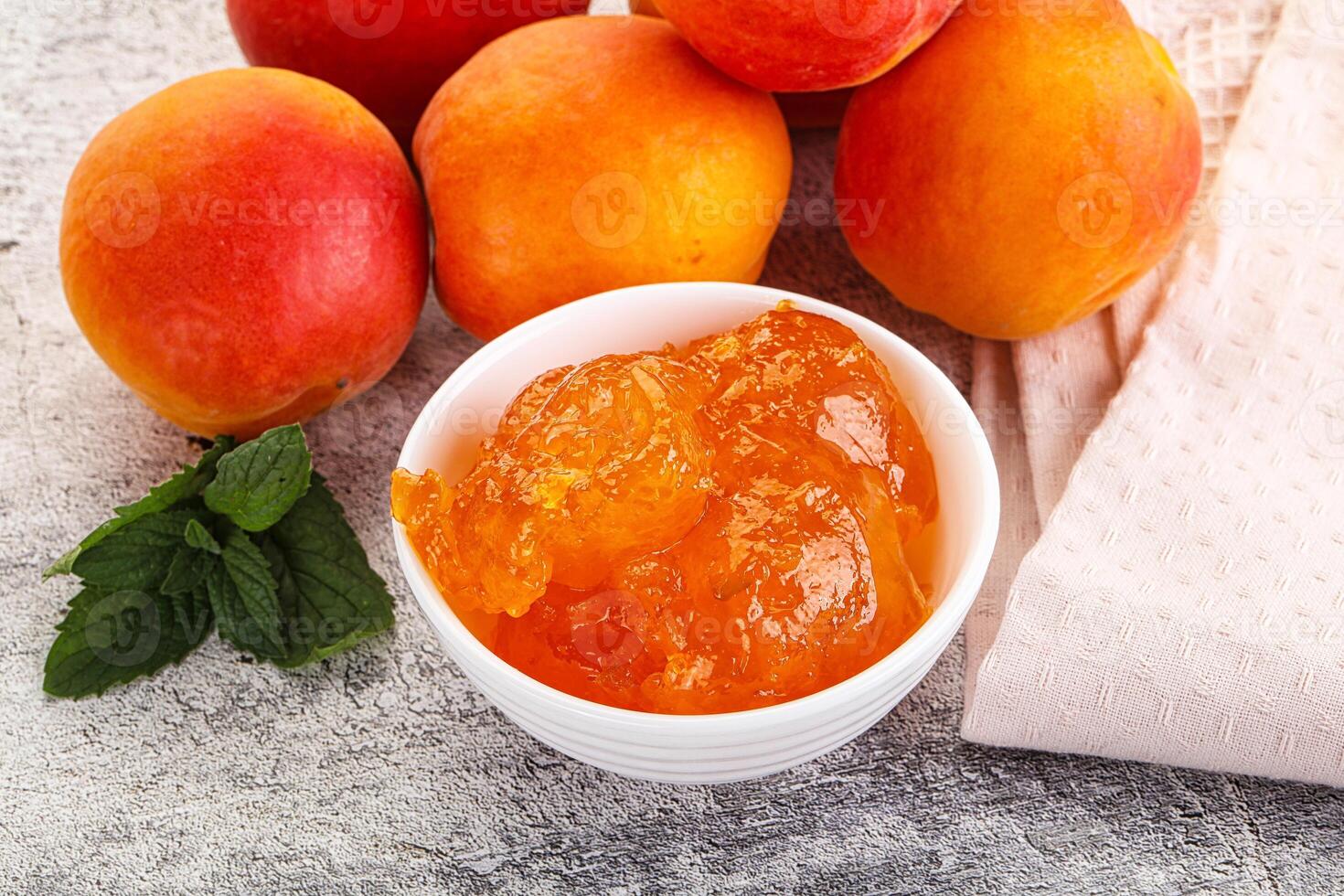 Sweet apricot jam homemade dessert photo