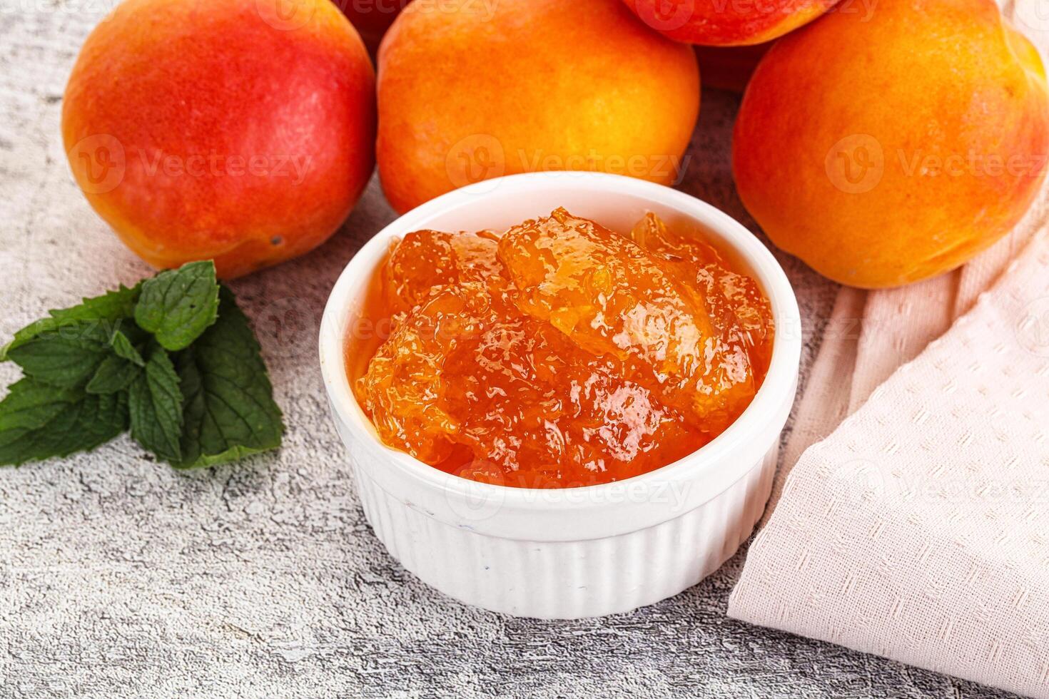 Sweet apricot jam homemade dessert photo