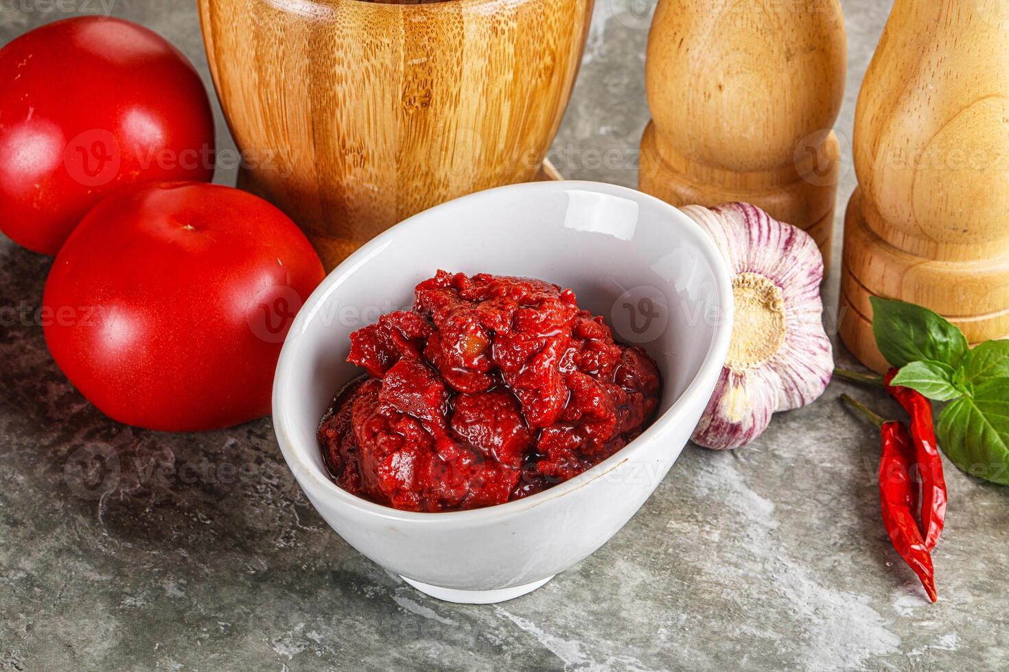 Natural organic red tomato paste photo