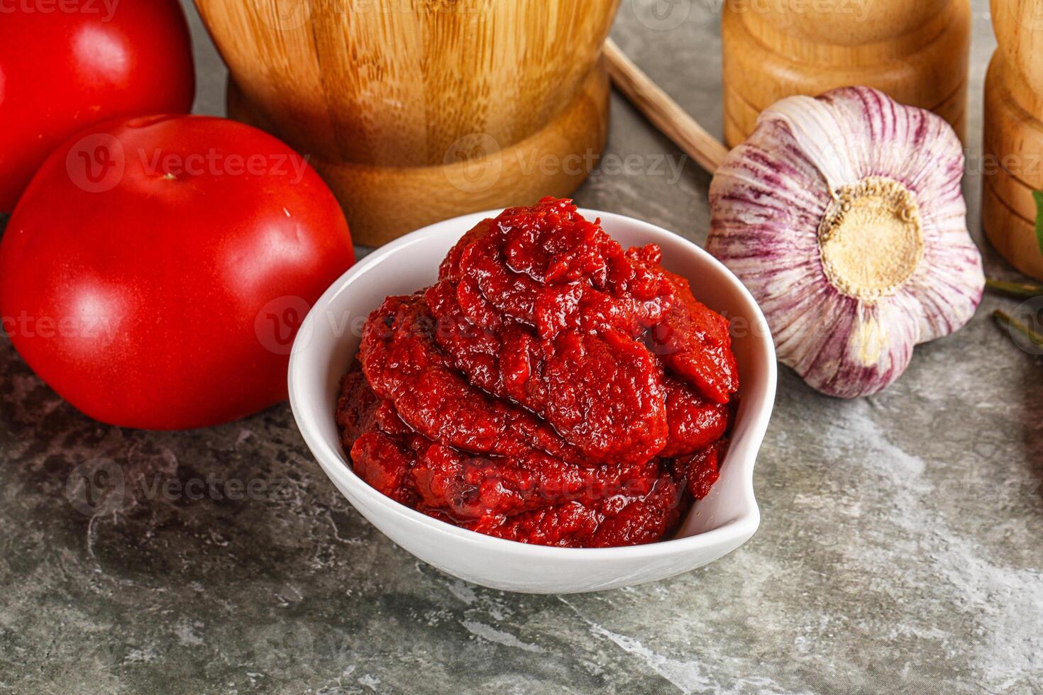 Natural organic red tomato paste photo
