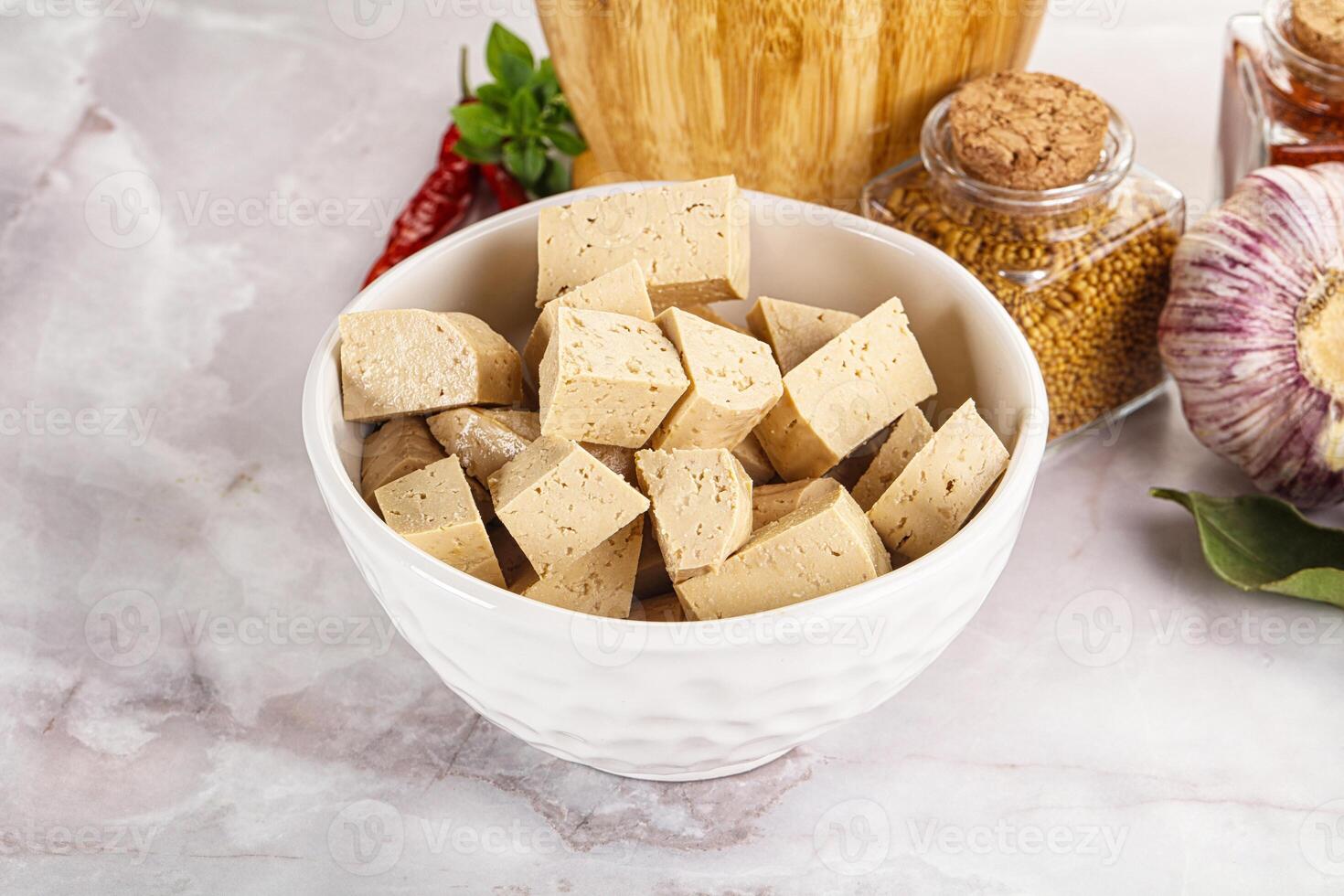 Vegan cuisine - organic tofu cheese photo