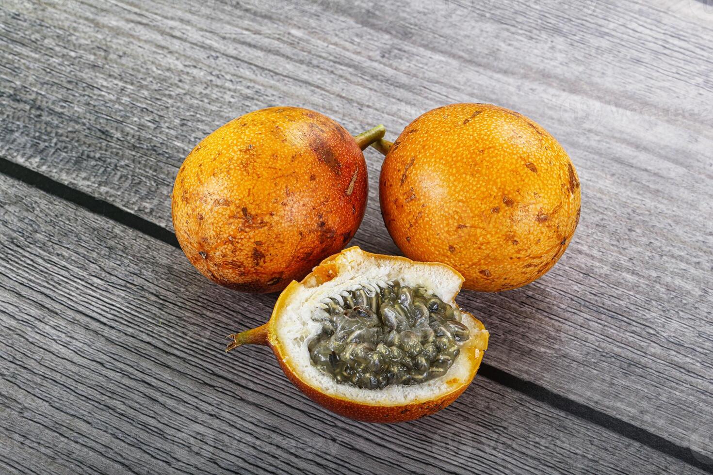 Sweet and juicy yellow maracuya fruit photo