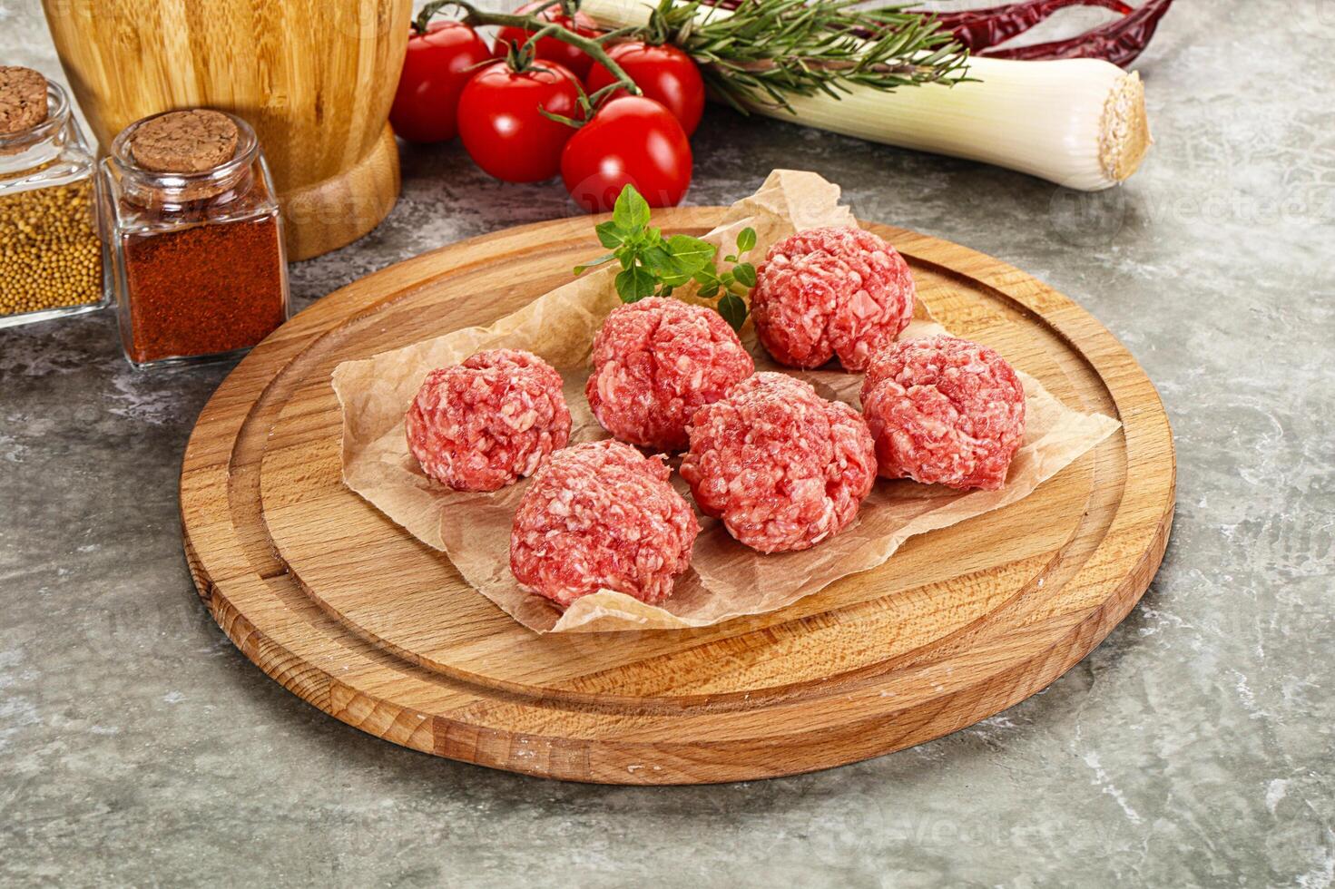 Raw beef meatball minced meat photo