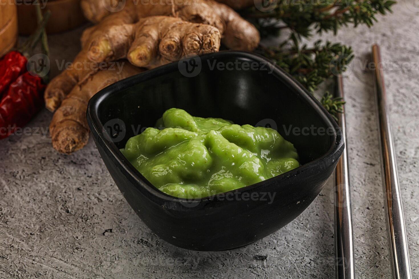 Green organic asian Wasabi seasoning photo