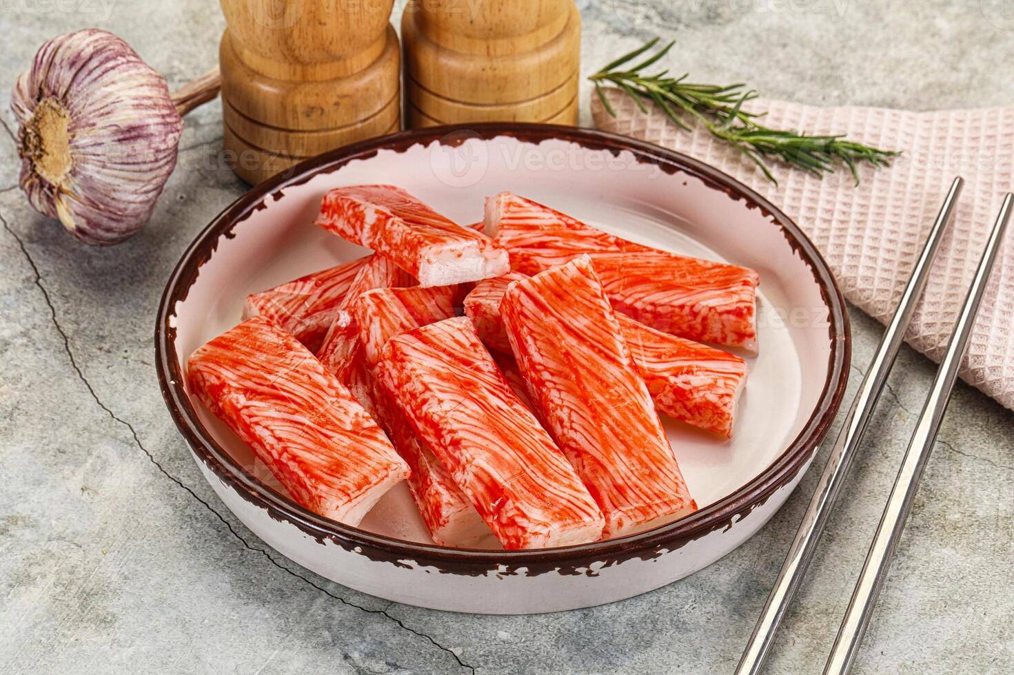 Crab meat stick surimi appetizer photo