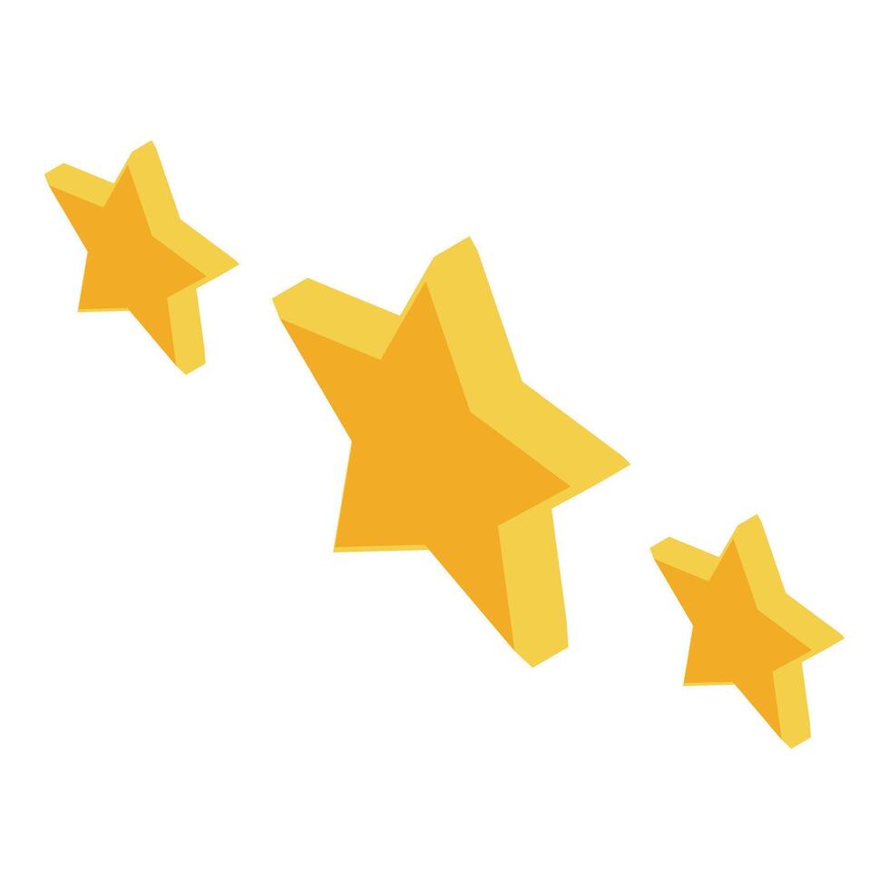 Three golden stars are floating on a white background vector