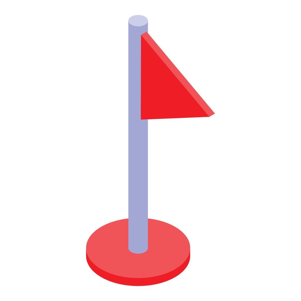 Red triangular flag pointing right on a flagpole vector
