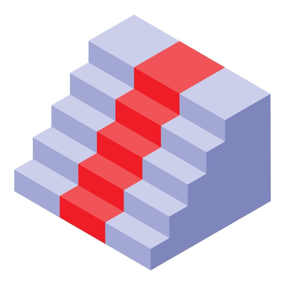 Red carpet leading up white stairs to success vector