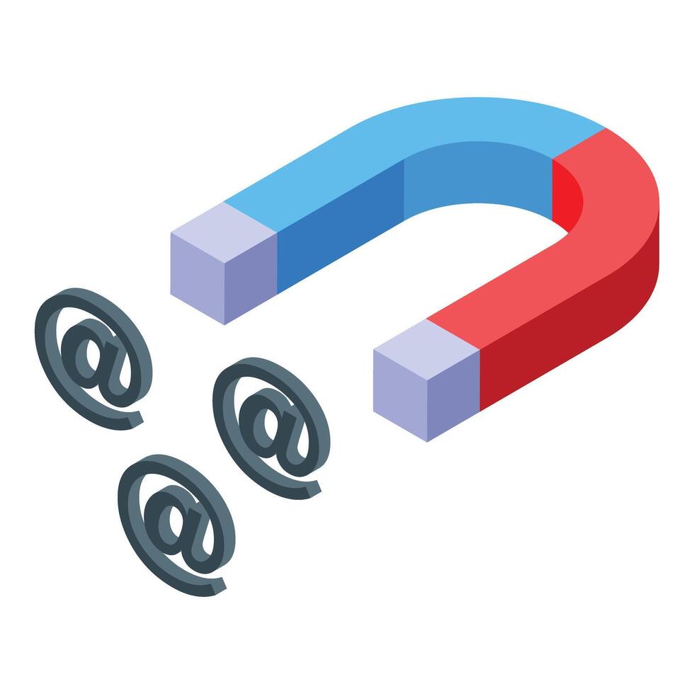 Magnet attracting email symbols representing email marketing vector