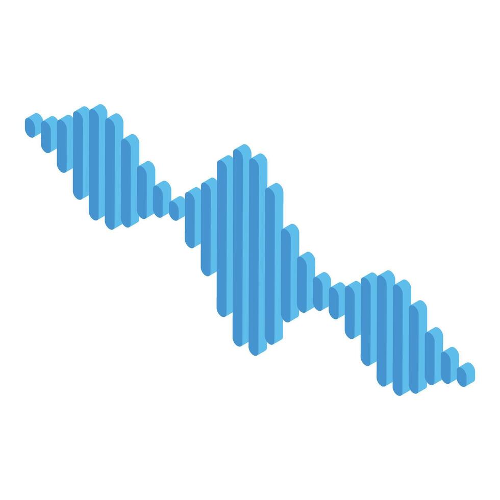Blue sound wave isometric style representing audio concept vector
