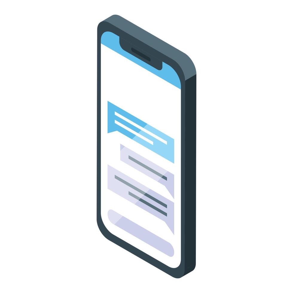 Smartphone showing instant messaging app with chat bubbles, illustrating online communication vector