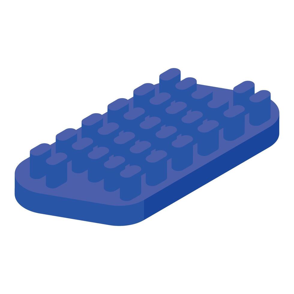 Blue soap dish creating bubbles isometric illustration vector
