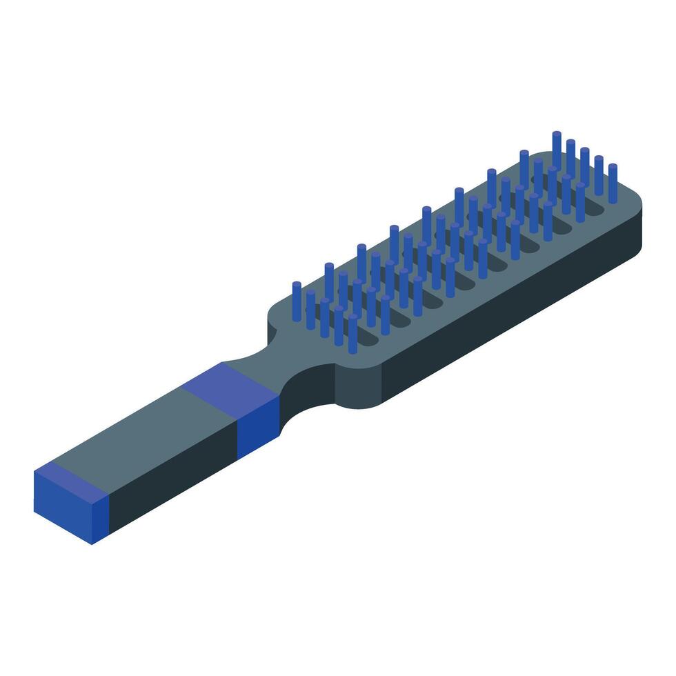 Hair brush with blue bristles for professional hairdressing isometric view vector