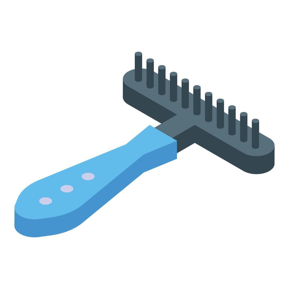 Dog brush with blue handle for grooming pets vector