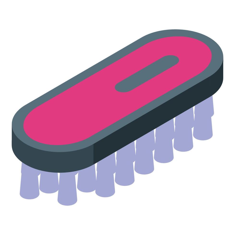 Cleaning brush with plastic handle for washing and polishing vector