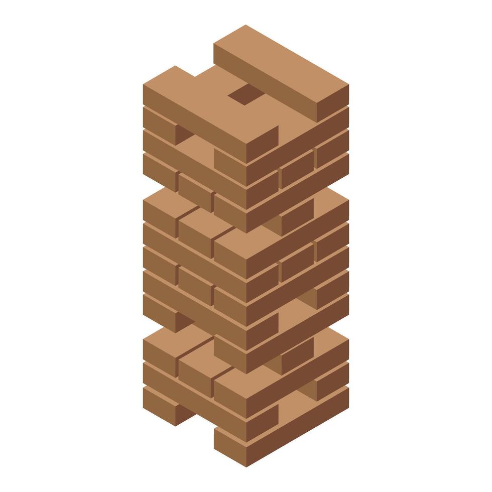 Wooden blocks tower standing on white background vector