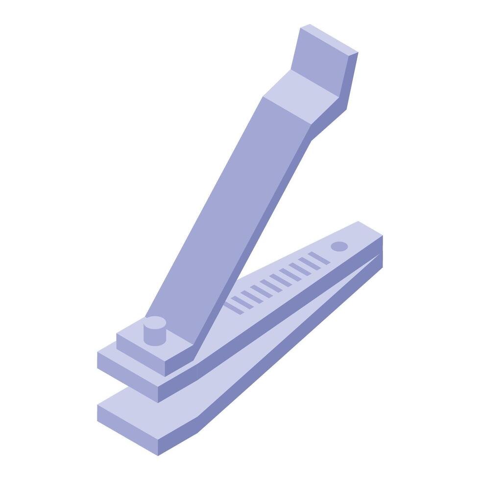 Steel nail clipper lying open showing cutting edges isometric icon vector