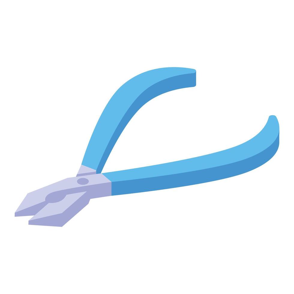 Blue pliers cutting wire with sharp blades isometric view vector