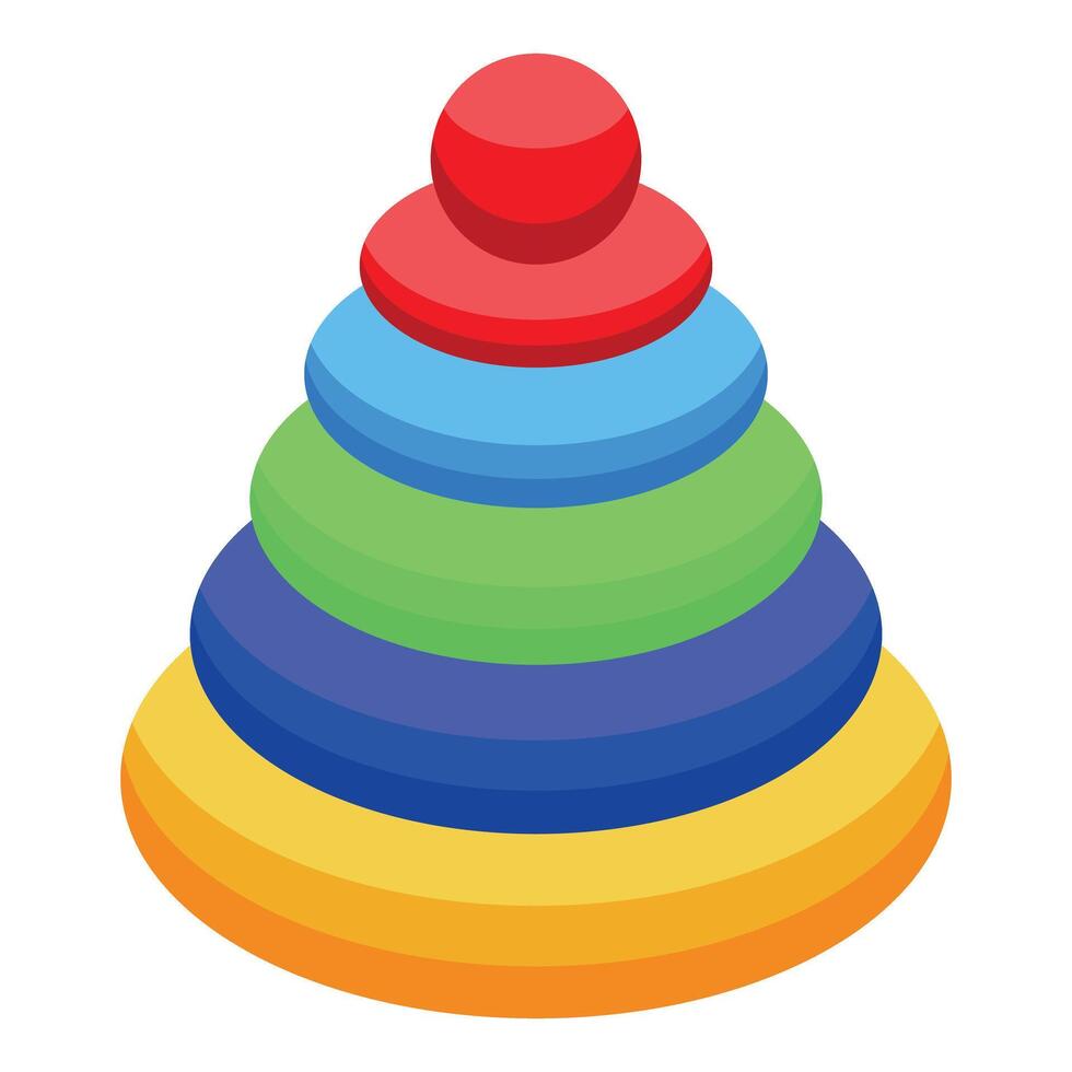 Colorful toy pyramid standing on white background vector