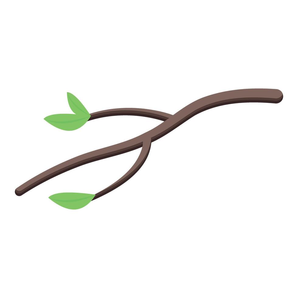 Brown bare tree branch growing green leaves vector