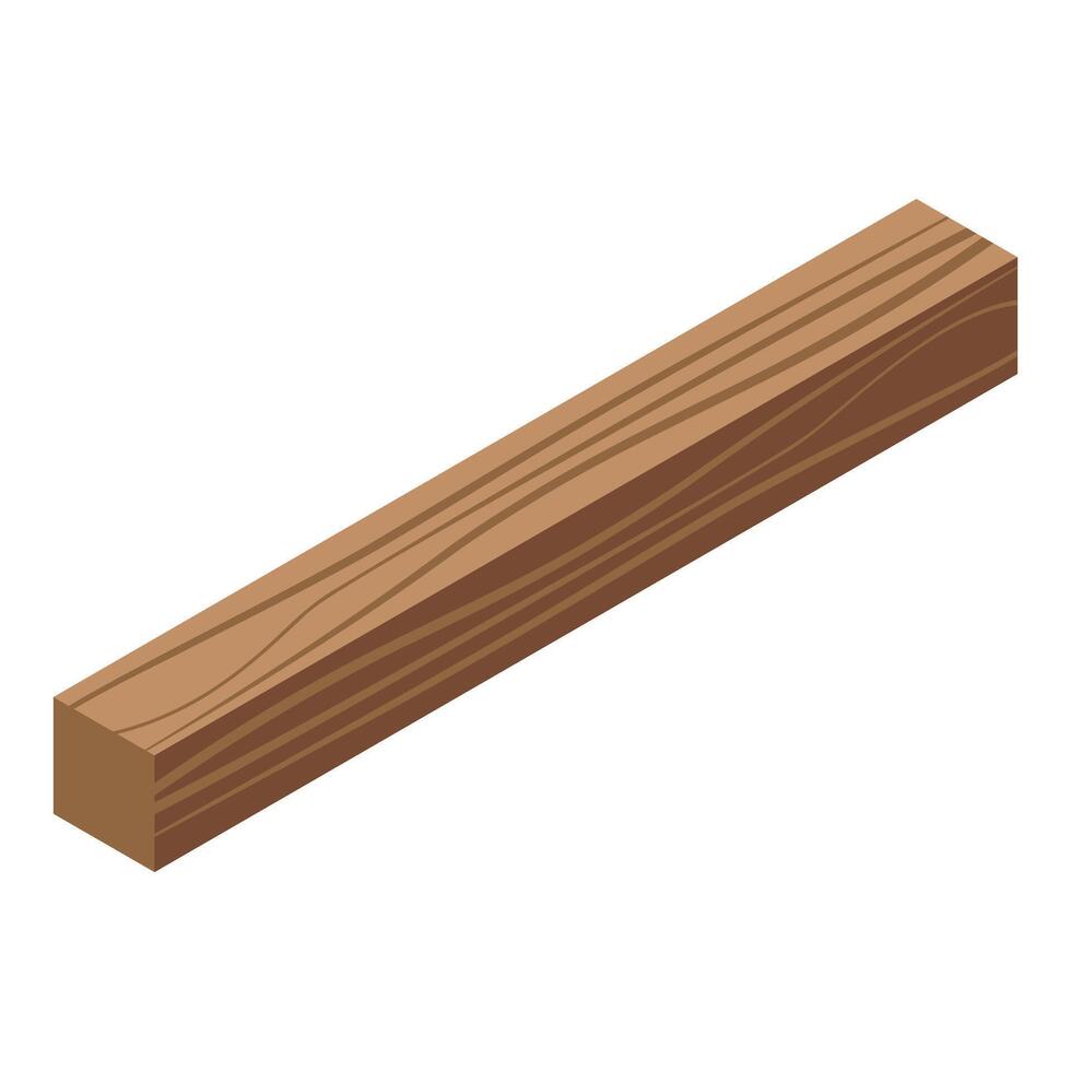 Wooden plank lying on white background isometric view vector