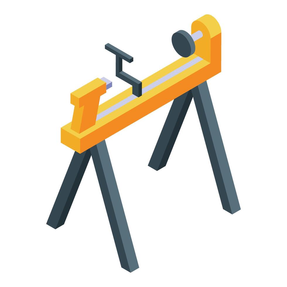 Wood lathe machine standing on wooden legs for carpentry work vector