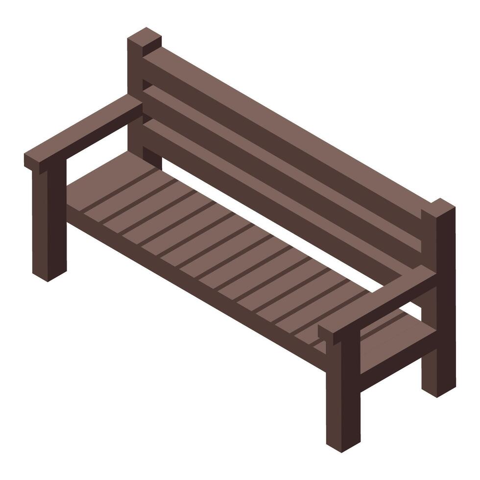 Wooden park bench isometric view for urban design projects vector