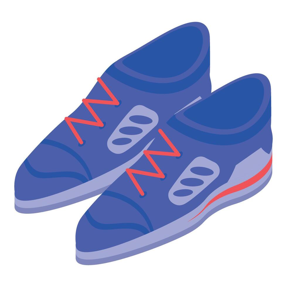 Blue sneakers with red laces isolated on white background vector