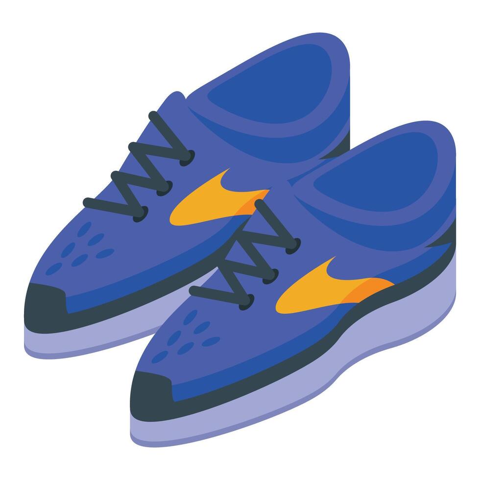 Modern blue sneakers for running and training with yellow details vector