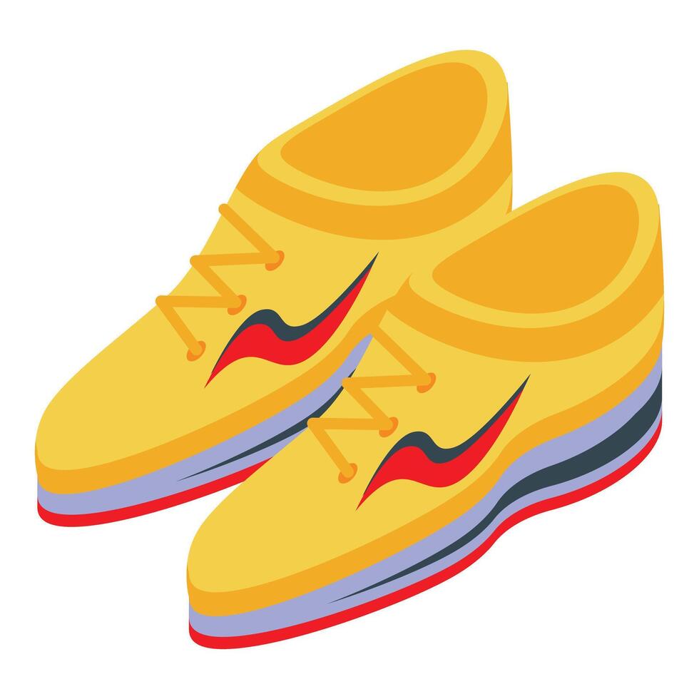 Pair of yellow sneakers with red details for running and training vector