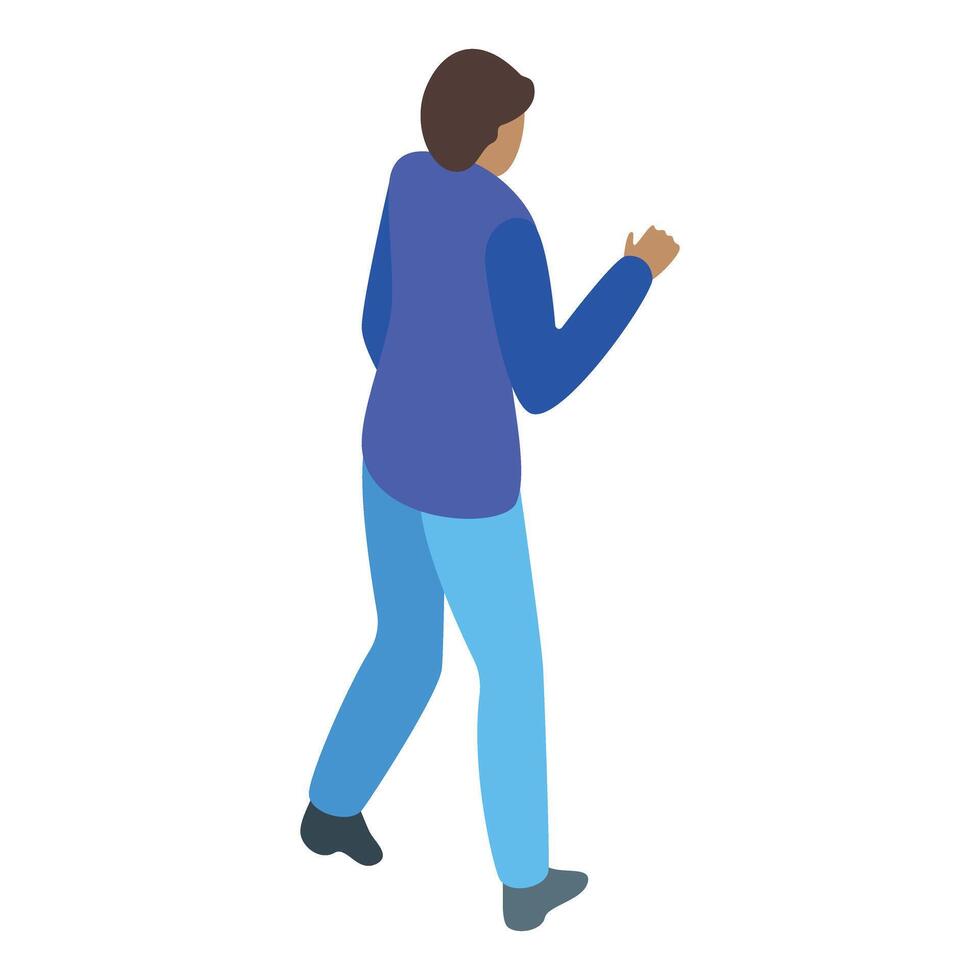 Young man walking away isometric icon vector