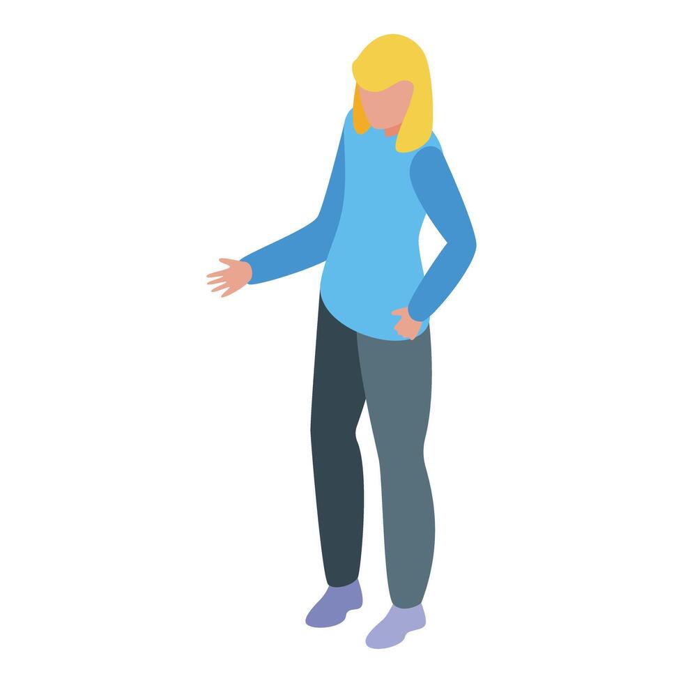 Young woman explaining something with hand gesture vector